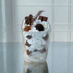 Handmade ✦ Soy Wax Candle ✦ Chocolate Dessert Whipped Style Recycled Glass 4"